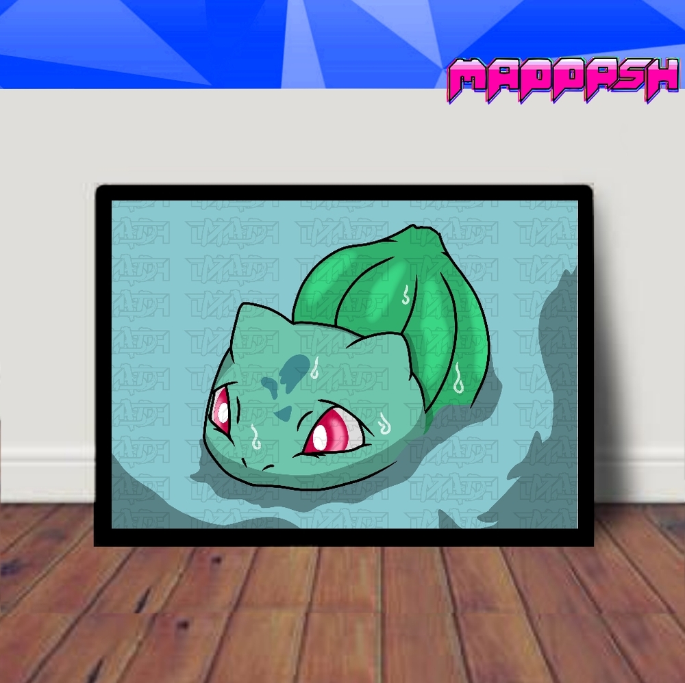 Pokemon Go Sad Bulbasaur Poster Kids Nursery Print Pokemon Unite Custom